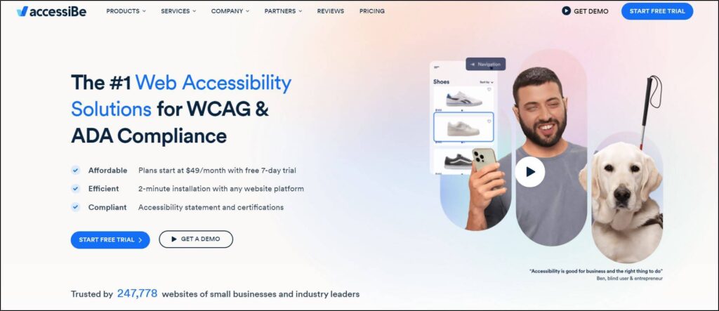 accessiBe homepage